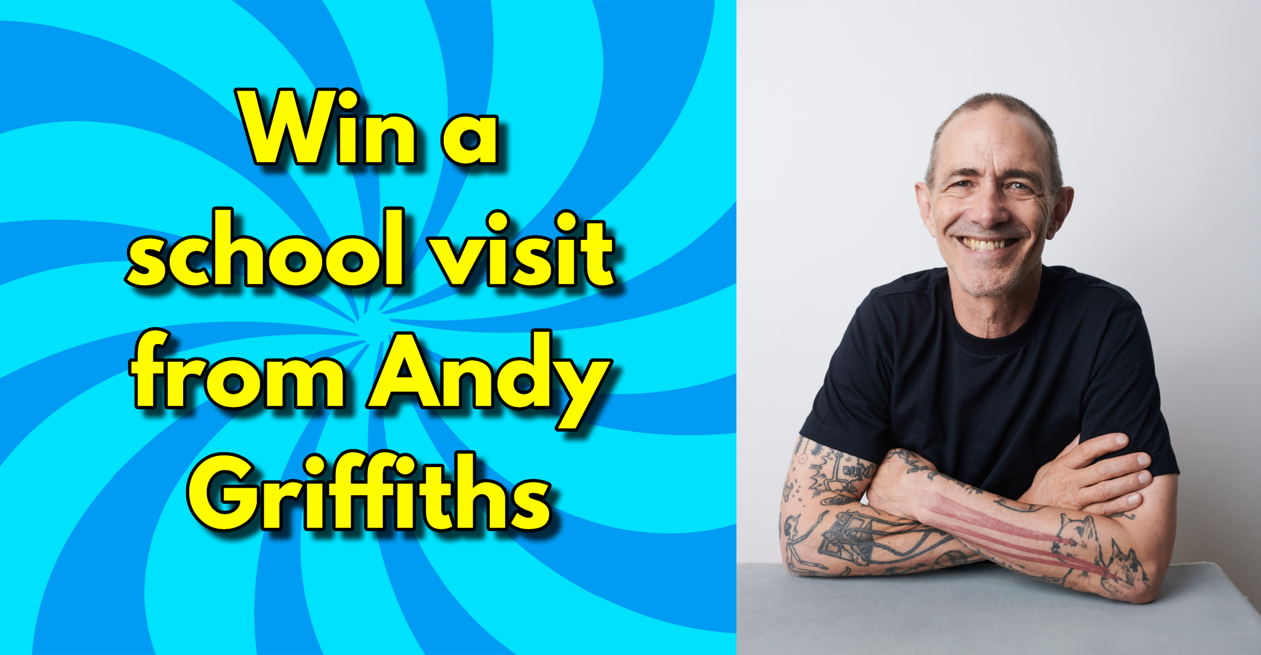 hero image with caption 'win a school visit from Andy Griffiths'